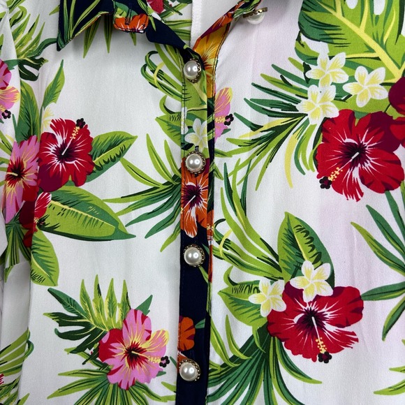 The Moon Retro 70's Boho Tropical Vacation Hawaiian Pearl Button Up Maxi Dress S - Picture 9 of 16